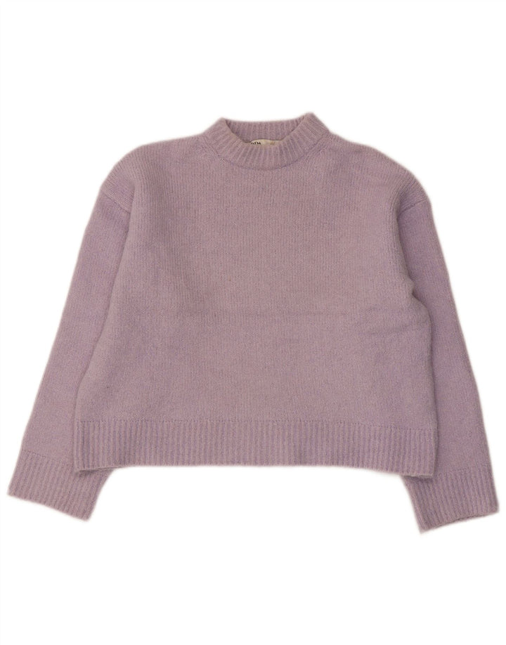 Zara Womens Crop Oversized Turtle Neck Jumper Sweater UK 10 Small Purple