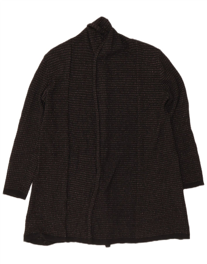 Zara Womens Longline Open Cardigan Sweater UK 10 Small Black Polyester