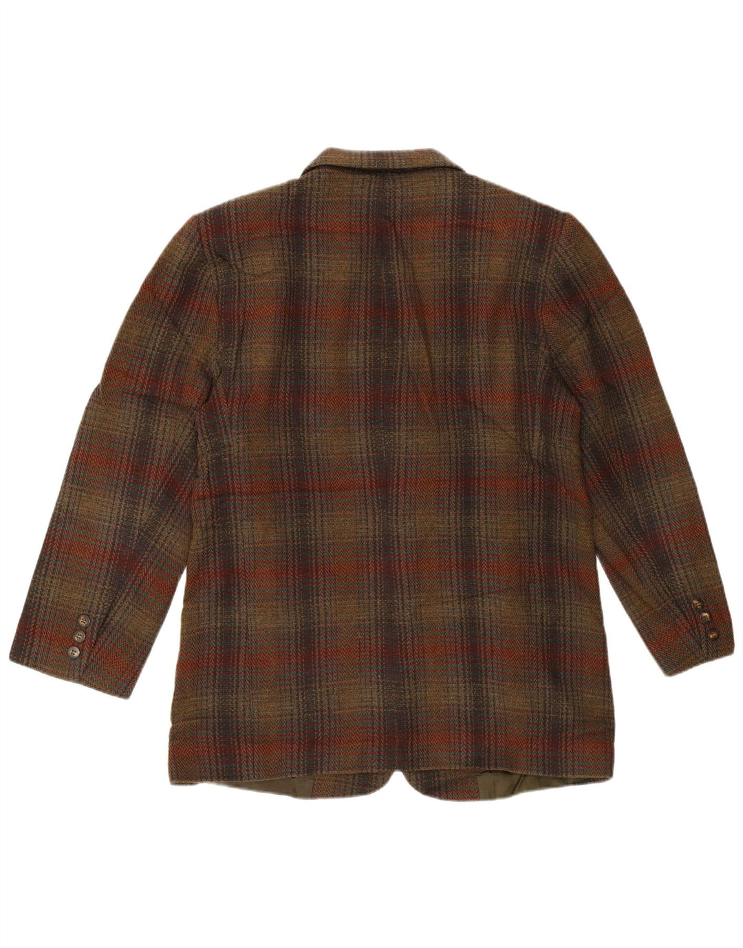 Eddie Bauer Dame 3-knaps blazerjakke UK 14 Medium Brun Plaid Uld