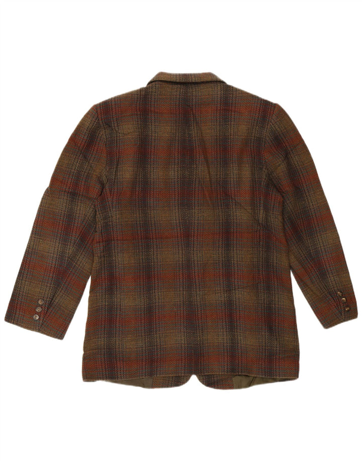 Eddie Bauer Dame 3-knaps blazerjakke UK 14 Medium Brun Plaid Uld