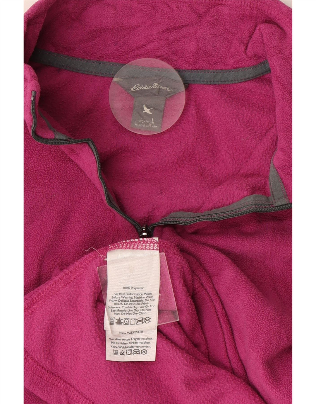 Eddie Bauer Dame lynlås hals Fleece Jumper UK 16 Large Pink Polyester