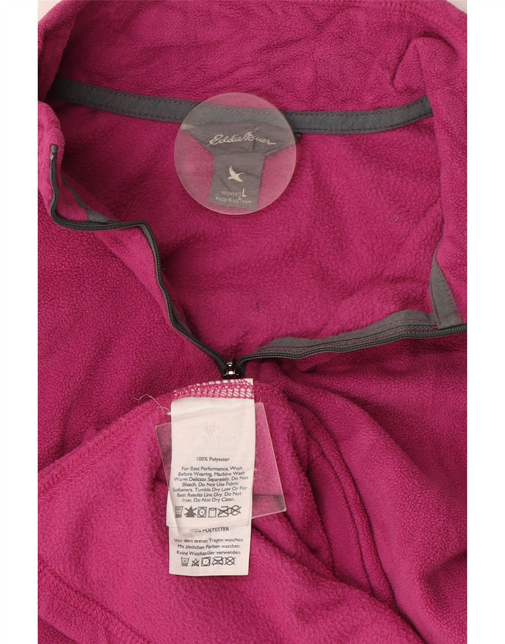 Eddie Bauer Dame lynlås hals Fleece Jumper UK 16 Large Pink Polyester
