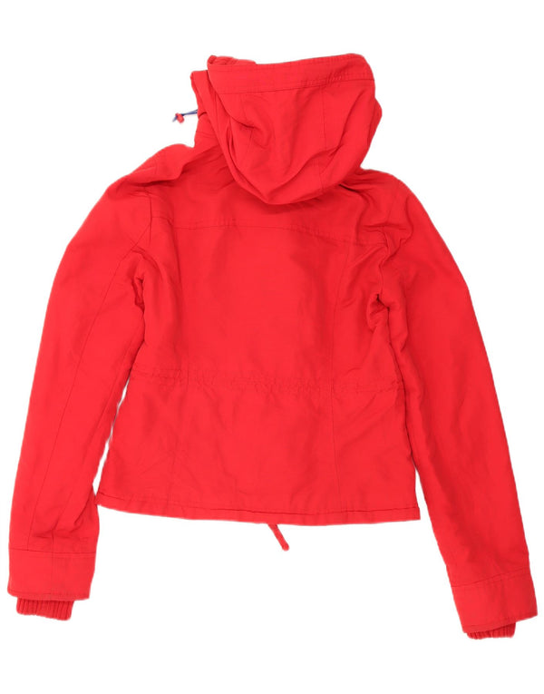 Abercrombie & Fitch vindjakke med hætte til kvinder UK 6 XS Rød polyester