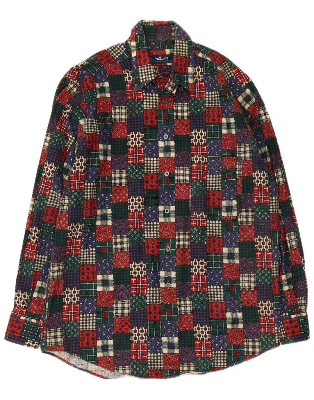 Azzurra Flanellskjorte til mænd Størrelse 15 3/4 40 Medium Flerfarvet Patchwork