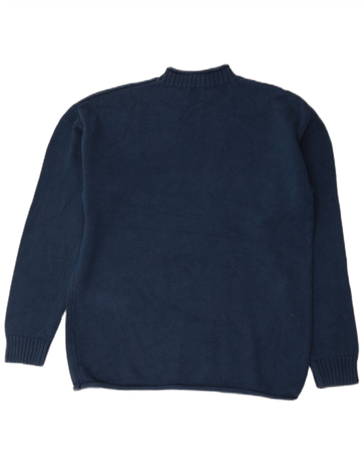 Zara Herre Turtle Neck Jumper Sweater Stor Marineblå Bomuld