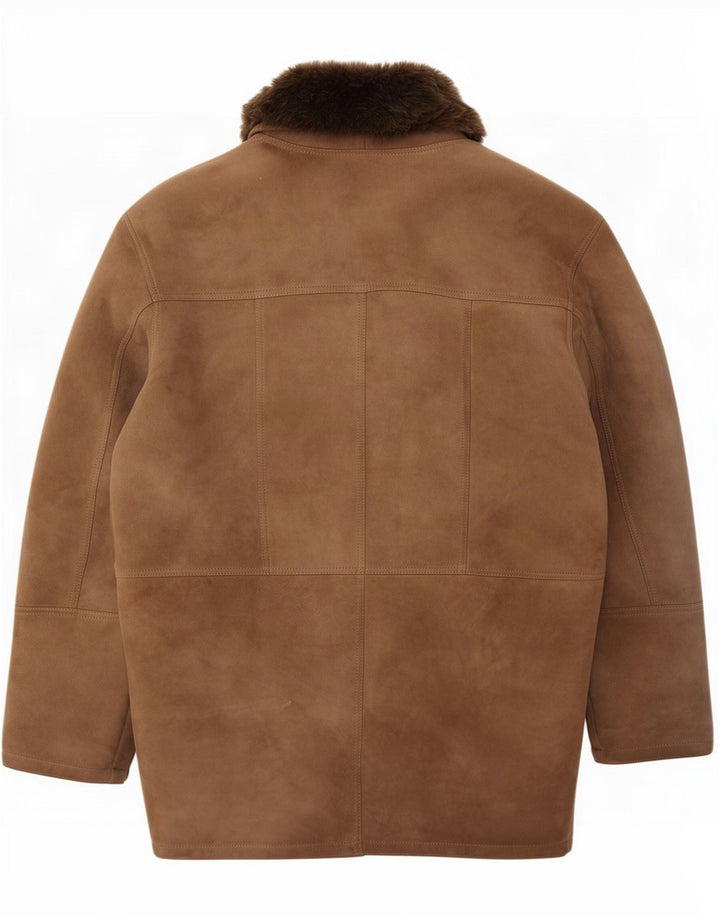 Vintage Mens Shearling Jacket IT 52 XL Brown