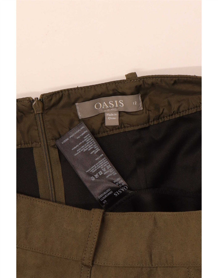 Oasis Dame Mini Nederdel UK 12 Medium W30 Khaki Polyester