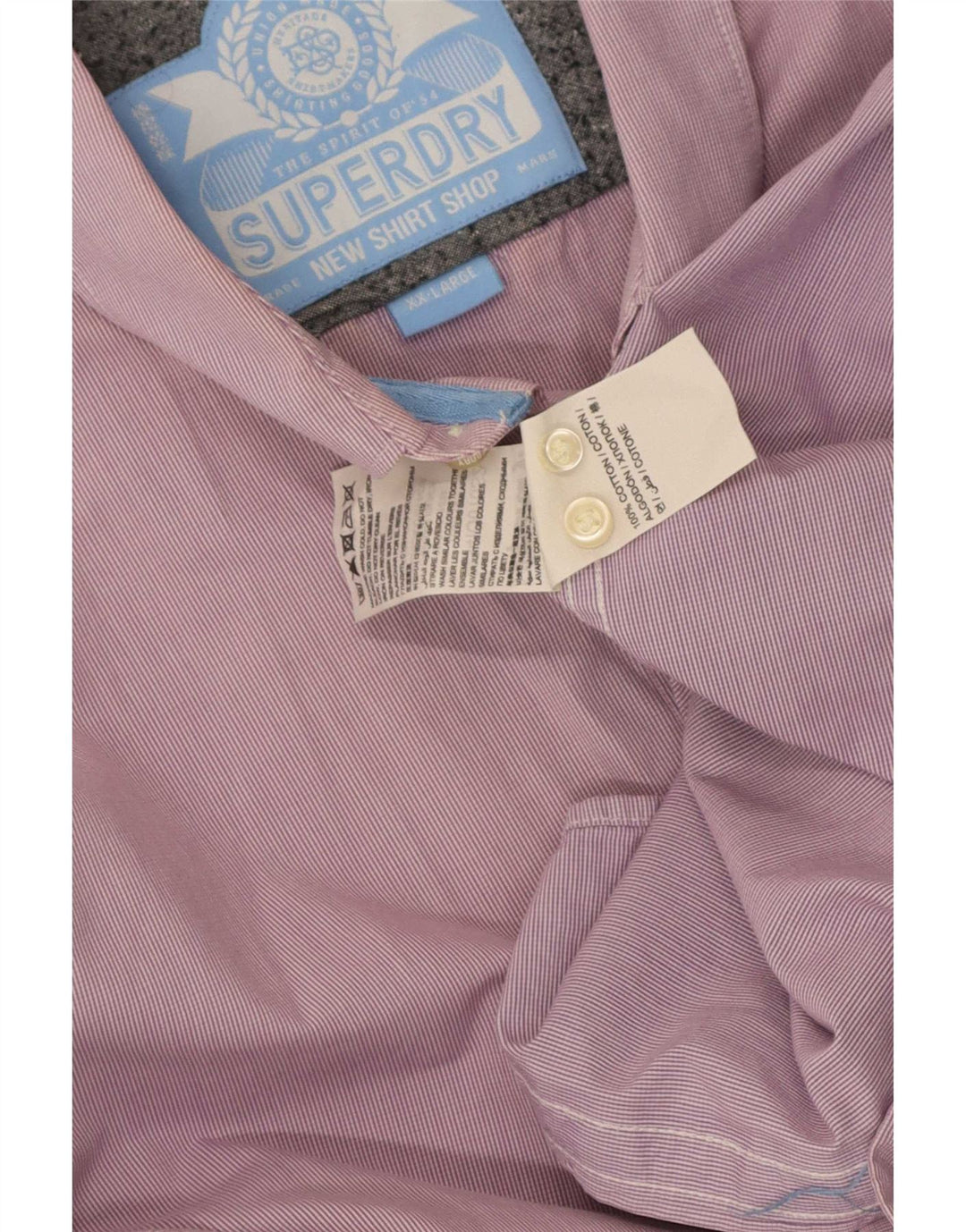Superdry herreskjorte 2XL Pink nålestribet bomuld