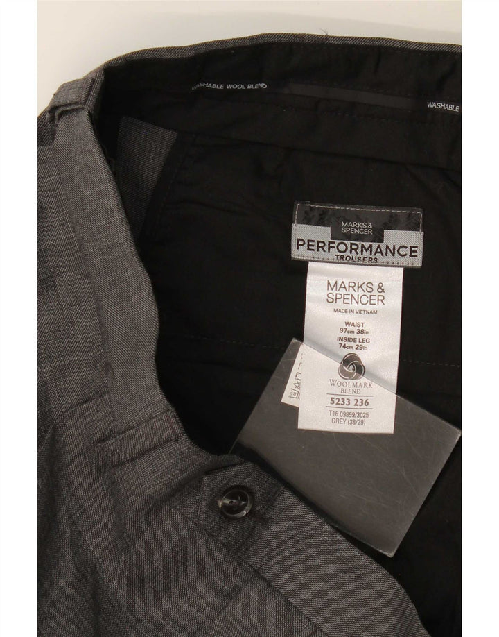 Marks & Spencer Herre Performance Straight Suit Bukser W38 L29 Grå