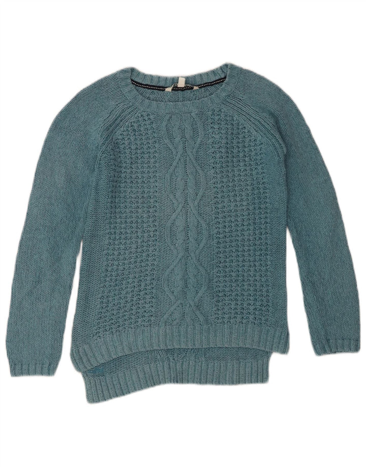 FAT FACE Womens Crew Neck Jumper Sweater UK 10 Small Blue Cotton