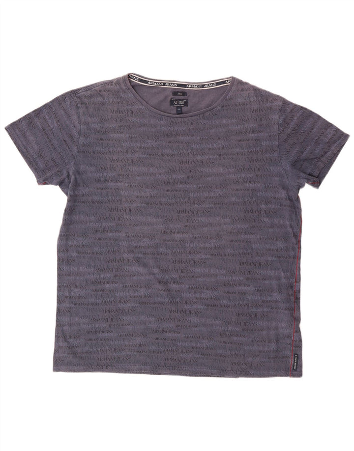 ARMANI JEANS Herre Slim Grafisk T-Shirt Top 2XL Navy Blue