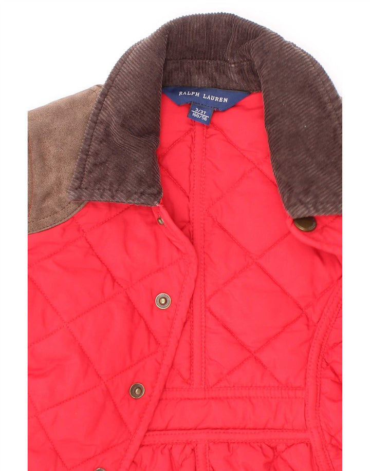 Ralph Lauren Quiltet overfrakke til piger 2-3 år Rød Colourblock Polyester