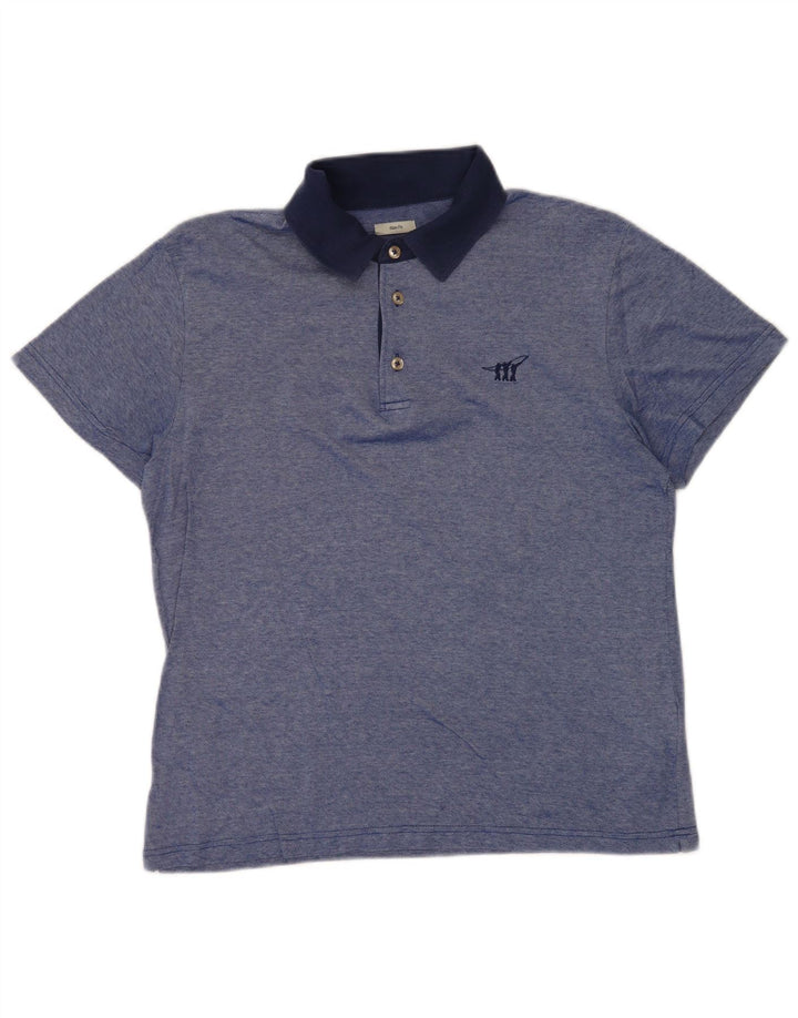 Henry Cottons Herre Slim Fit Polo Shirt Medium Blue Cotton
