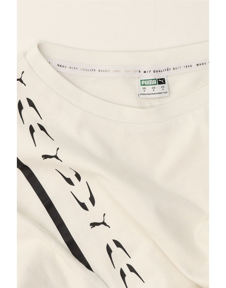Puma Womens Crop Graphic T-Shirt Top UK 10 Small White