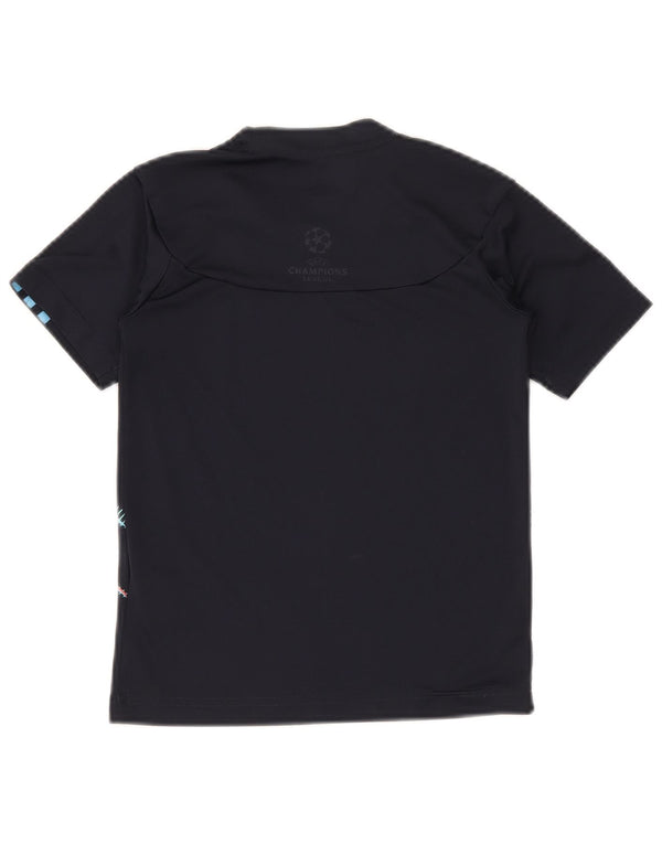 ADIDAS drenge T-shirt top 9-10 år marineblå geometrisk polyester