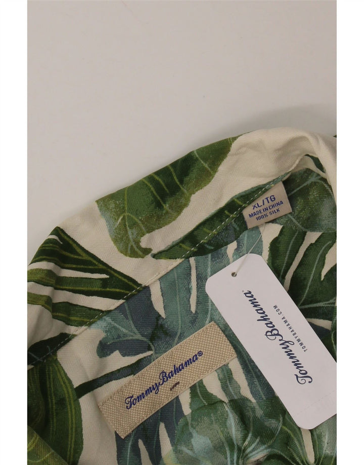 TOMMY BAHAMA Kortærmet Herreskjorte XL Beige Floral Silke