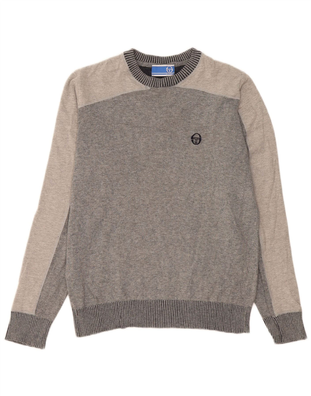 Sergio Tacchini Herre sweater med rund hals, mellemgrå farveblok