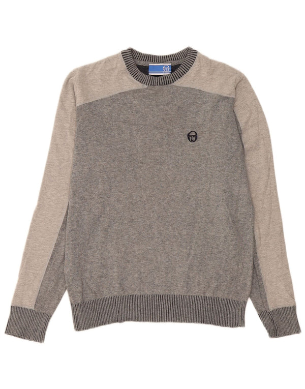 Sergio Tacchini Herre sweater med rund hals, mellemgrå farveblok