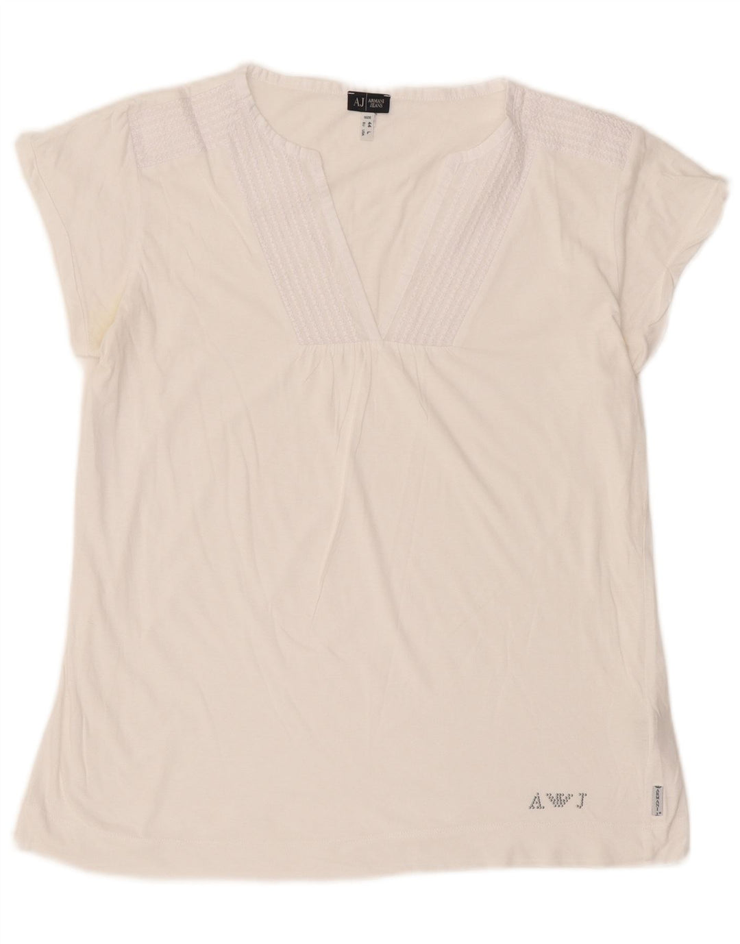 Armani Jeans Damebluse Top UK 16 Stor Hvid Bomuld