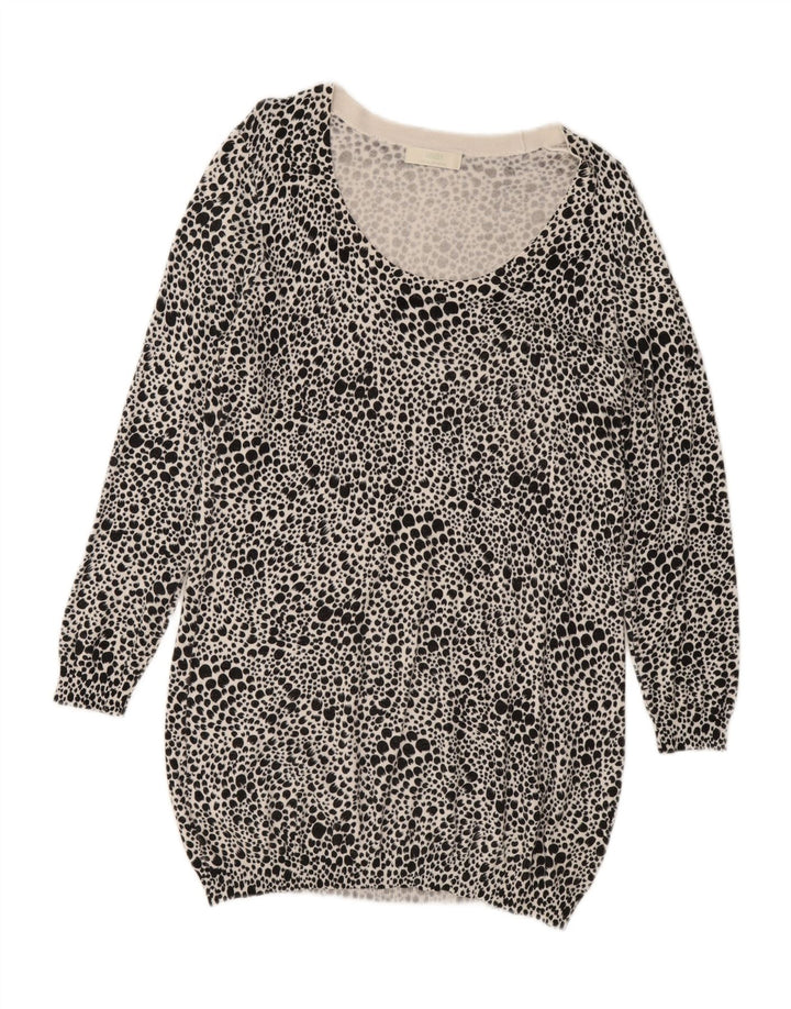 MARKS & SPENCER Womens Long Sleeve Jumper Dress UK 14 Medium Black Spotted Vintage Marks & Spencer and Second-Hand Marks & Spencer from Messina Hembry 