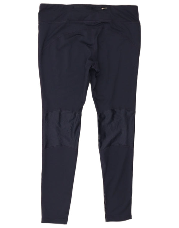 Nike Dame Dri Fit Leggings UK 18 XL Navy Blue Pinstripe Polyester
