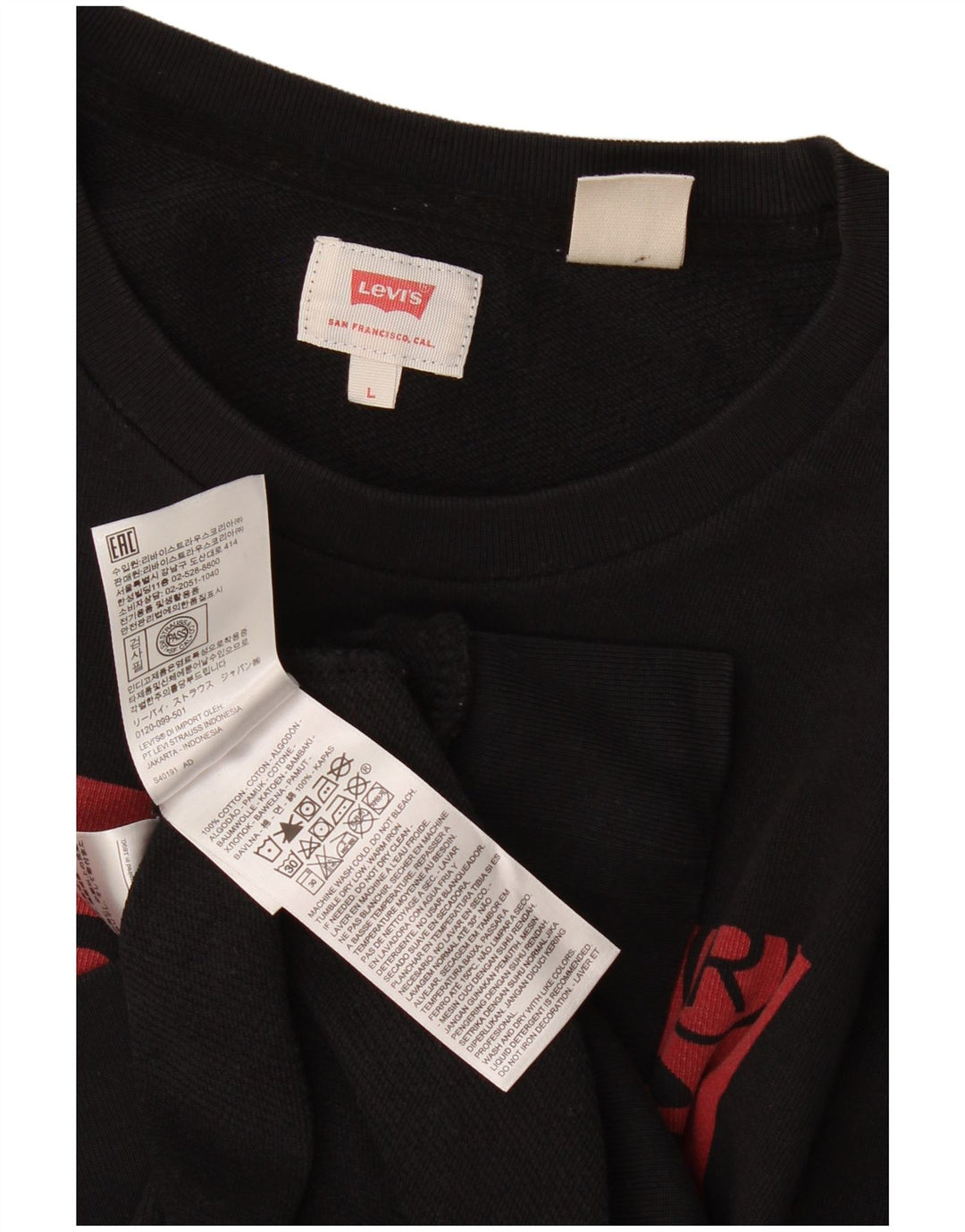 Levi's Herre grafisk sweatshirt jumper stor sort bomuld