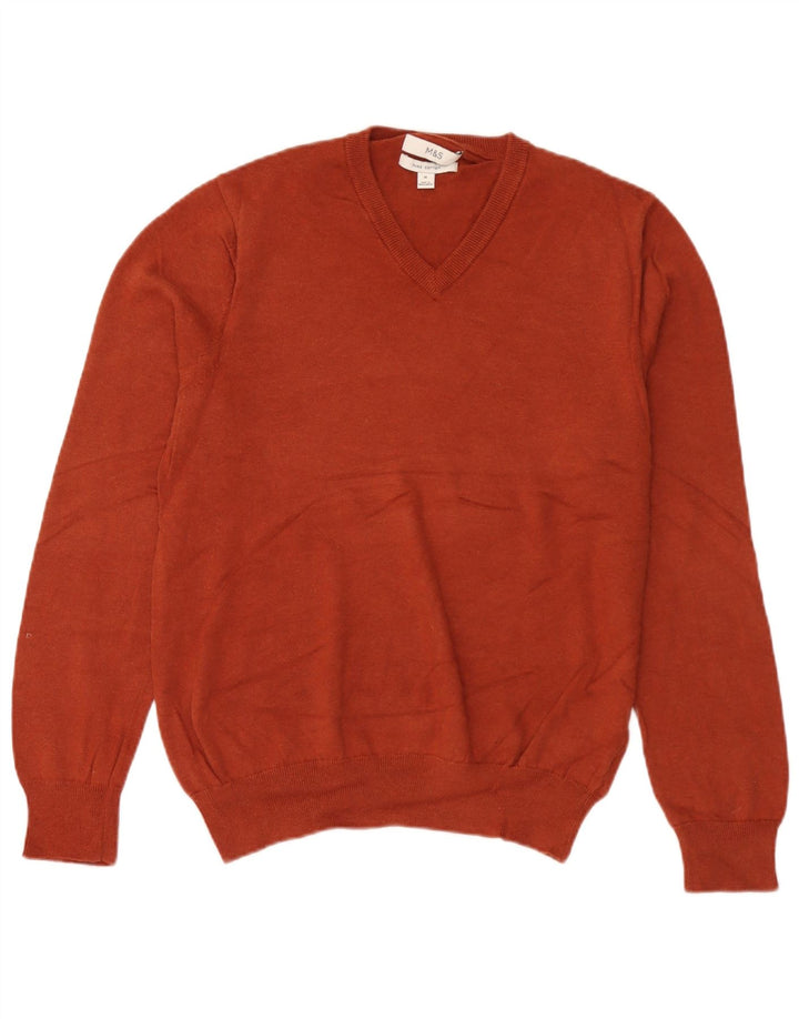 Marks & Spencer Herre V-hals sweater Medium Brun Bomuld