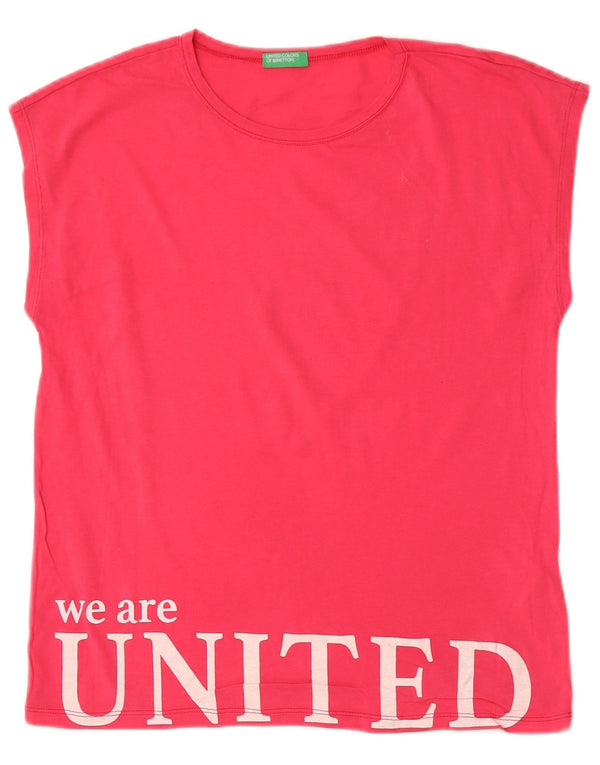 Benetton Girls Grafisk T-Shirt Top 13-14 år 3XL Pink Bomuld