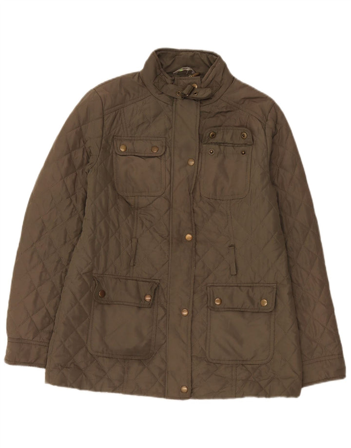 Marks & Spencer Quiltet jakke til kvinder UK 8 Small Khaki Polyester