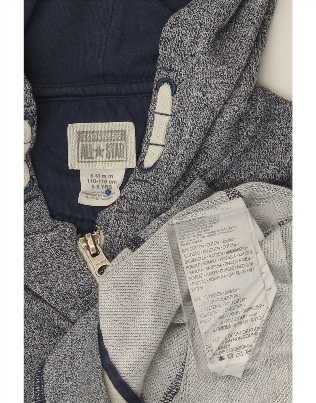 CONVERSE All Star hættetrøje med lynlås til drenge 5-6 år Blå Flecked Bomuld