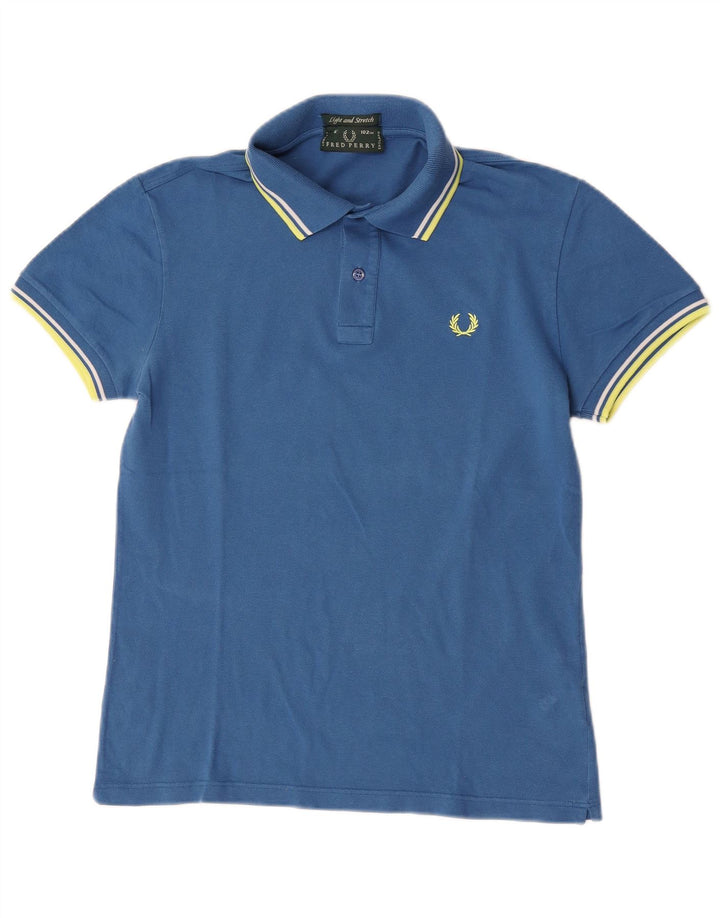 Fred Perry Herre lys og stræk poloshirt mellemblå stribet bomuld