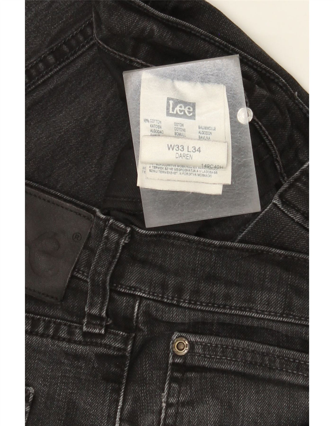 Lee Mens Daren Straight Jeans W33 L29 Sort Bomuld