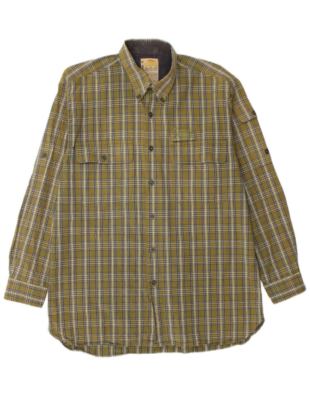 Camel Herre Flanelskjorte XL Khaki Ternet Bomuld