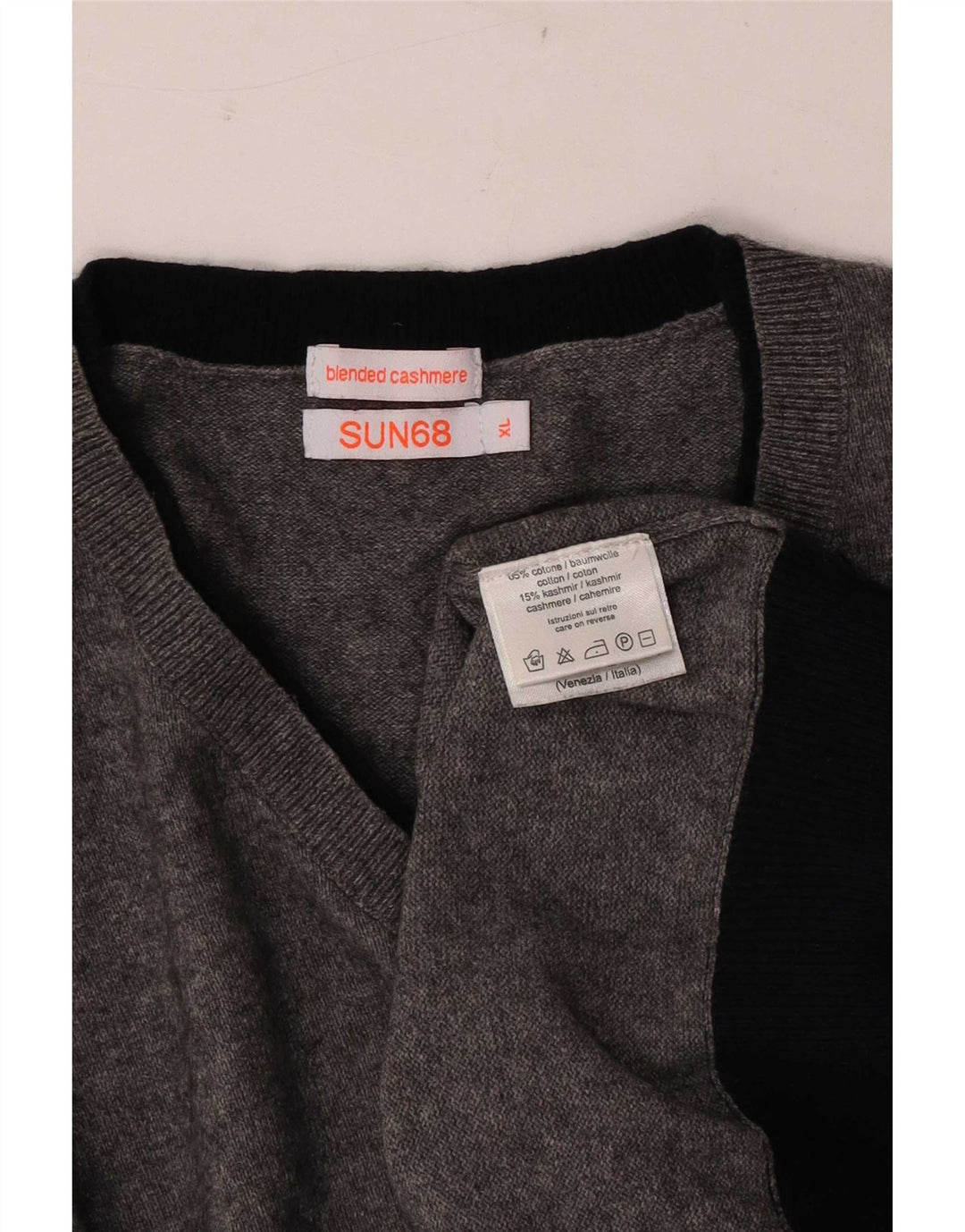 Sun68 Herre V-hals sweater XL Grå Bomuld