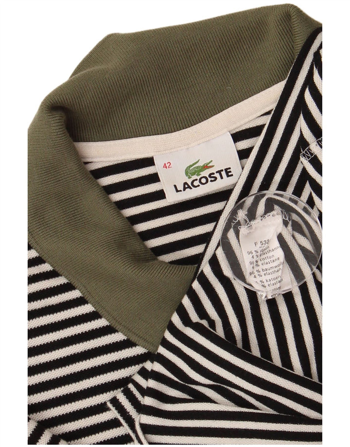 Lacoste Dame Polo Shirt Størrelse 42 Stor Sort Stribet Bomuld