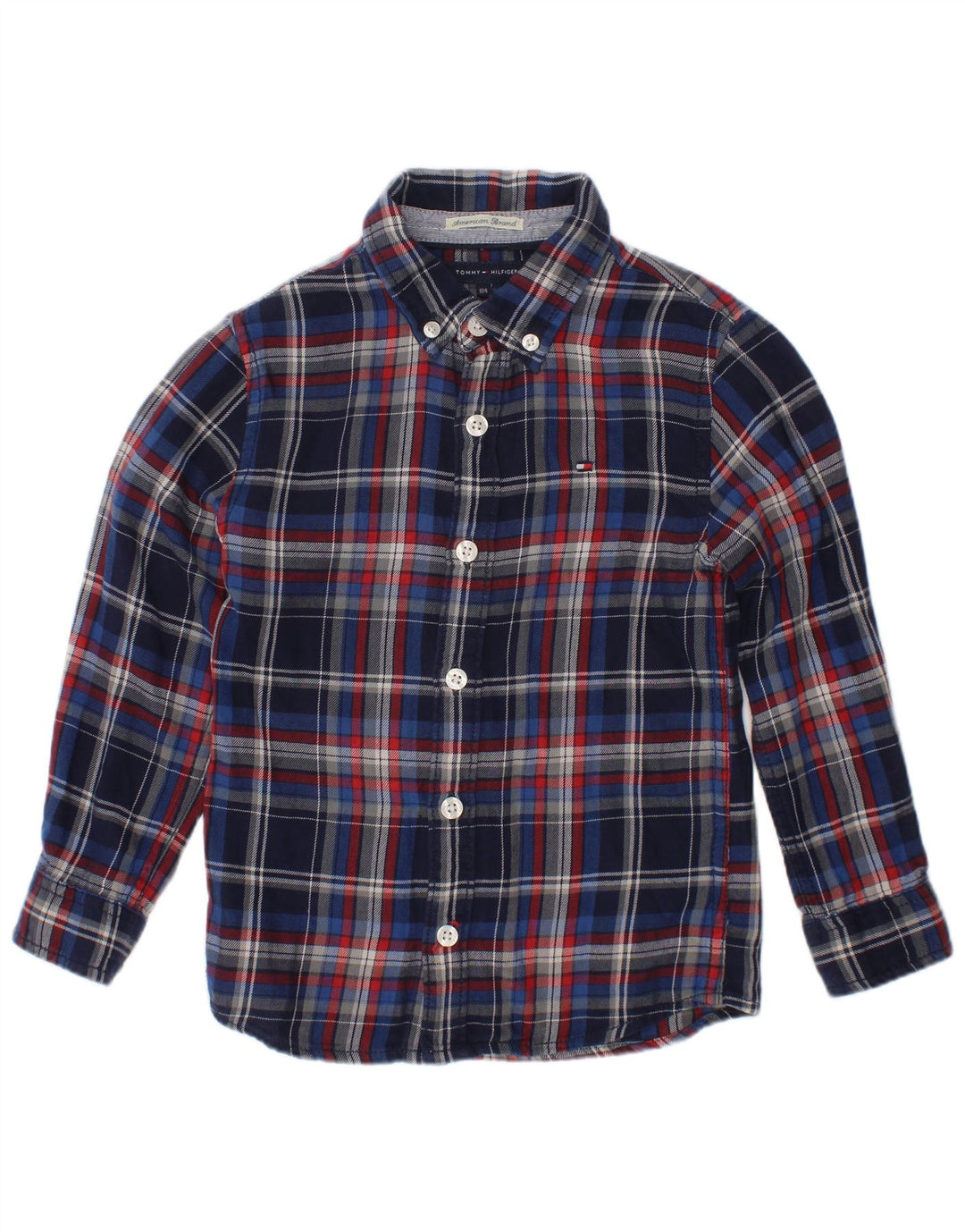 Tommy Hilfiger drenge flannelskjorte 3-4 år marineblå ternet bomuld