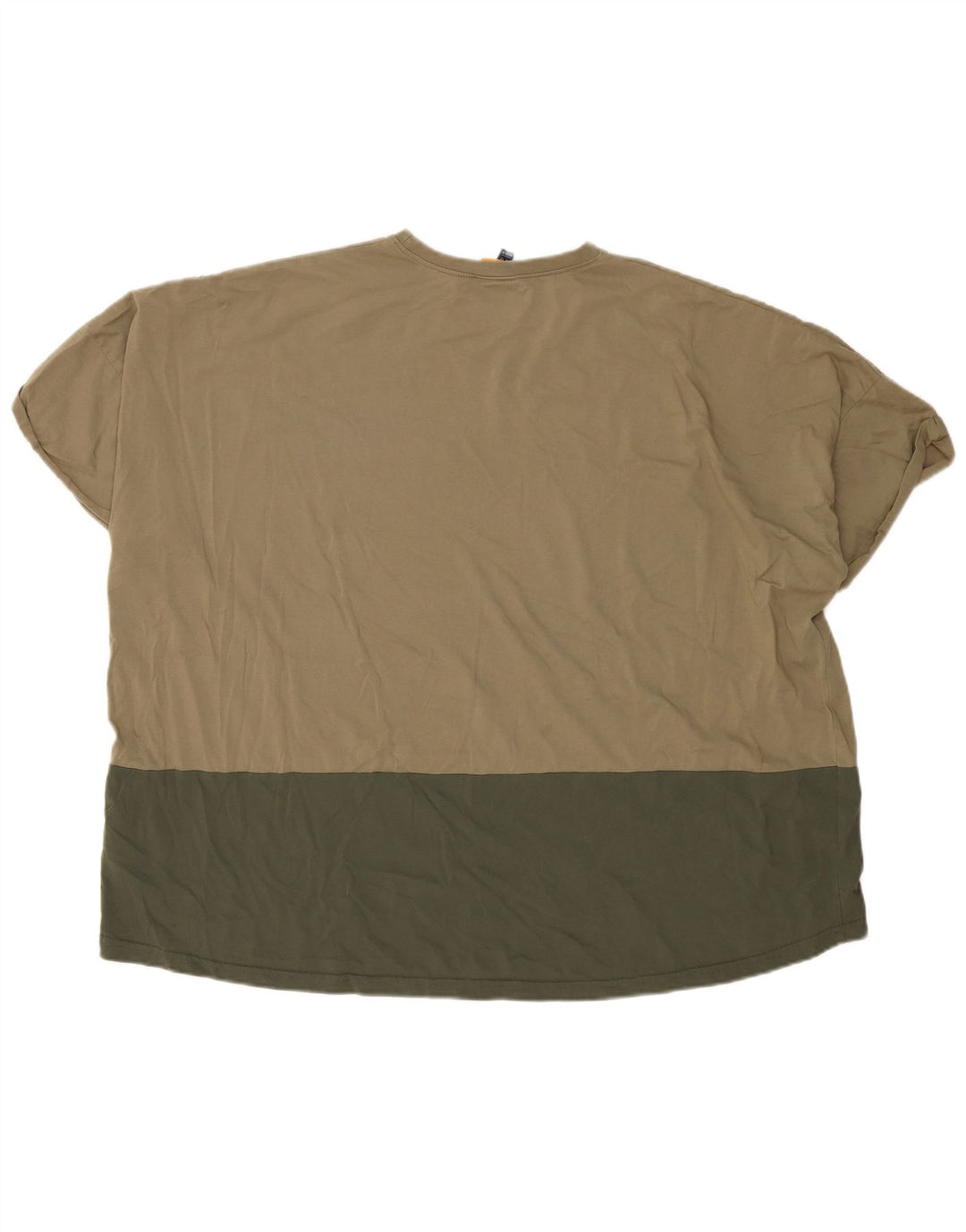 Ellesse Kvinder Oversized Grafisk T-Shirt Top UK 12 Medium Khaki Colourblock