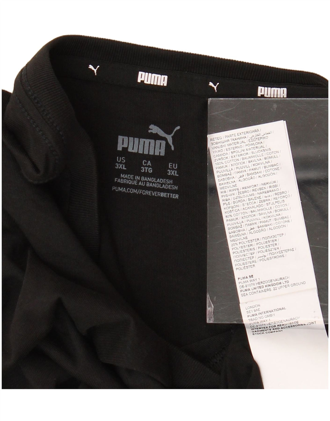 PUMA Herre T-Shirt Top 3XL Sort Bomuld