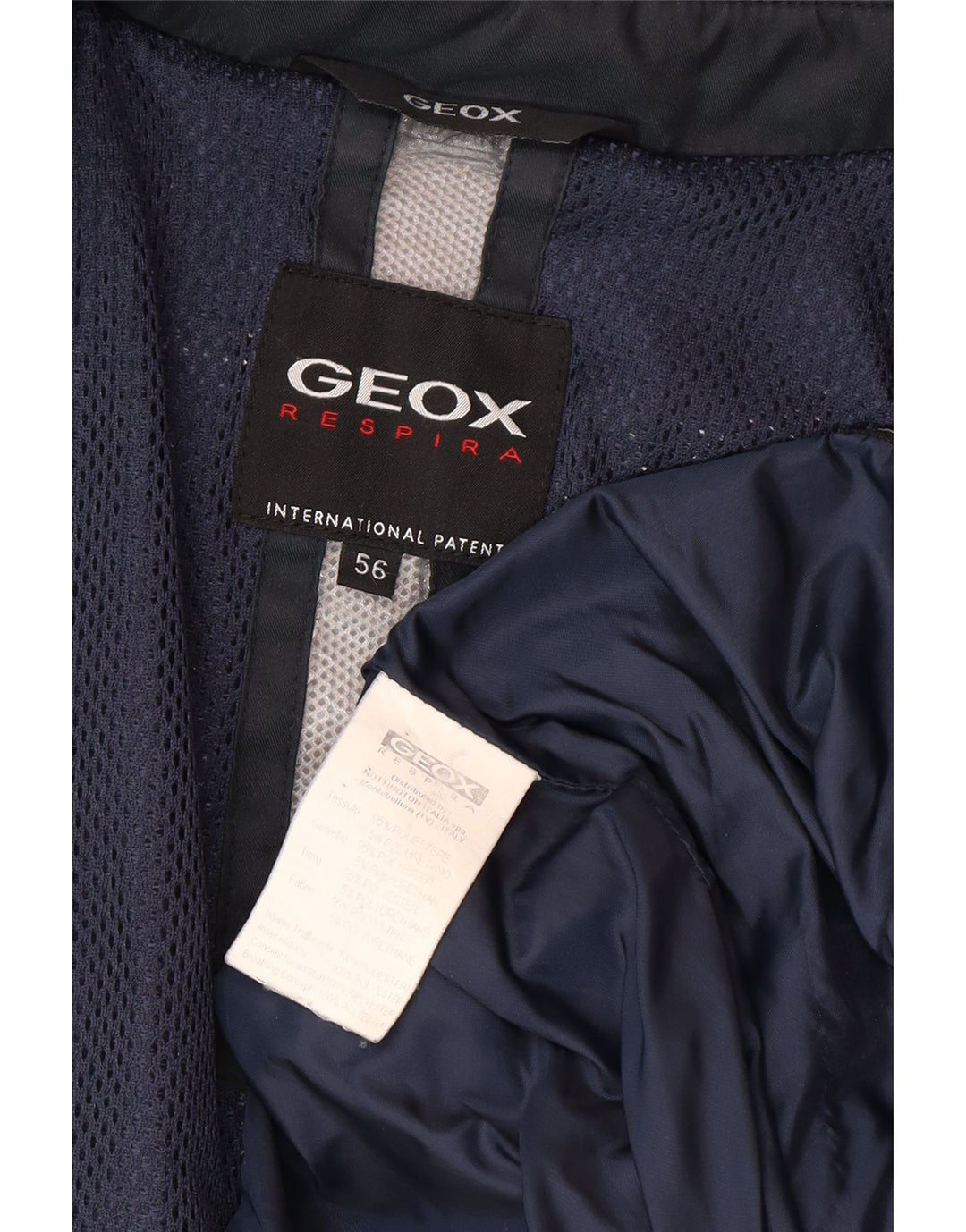 Geox Herre Respira Polstret Frakke IT 56 3XL Navy Blue Polyester