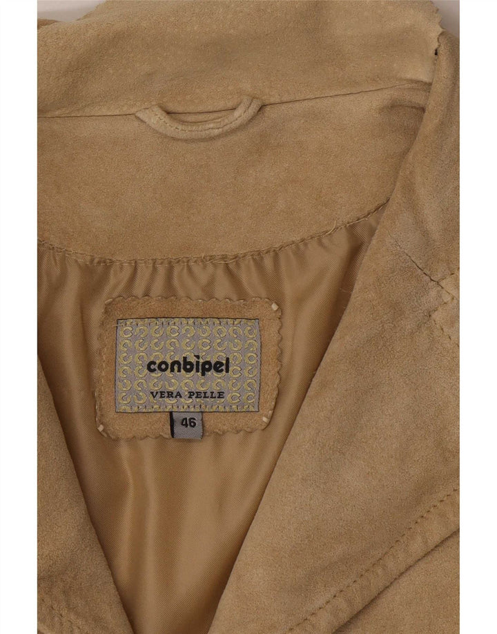 Conbipel Dame Ruskind Overfrakke IT 46 Large Khaki Læder