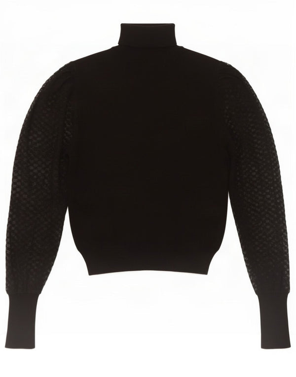 Zara Dame Crop Roll Neck Jumper Sweater UK 12 Medium Black