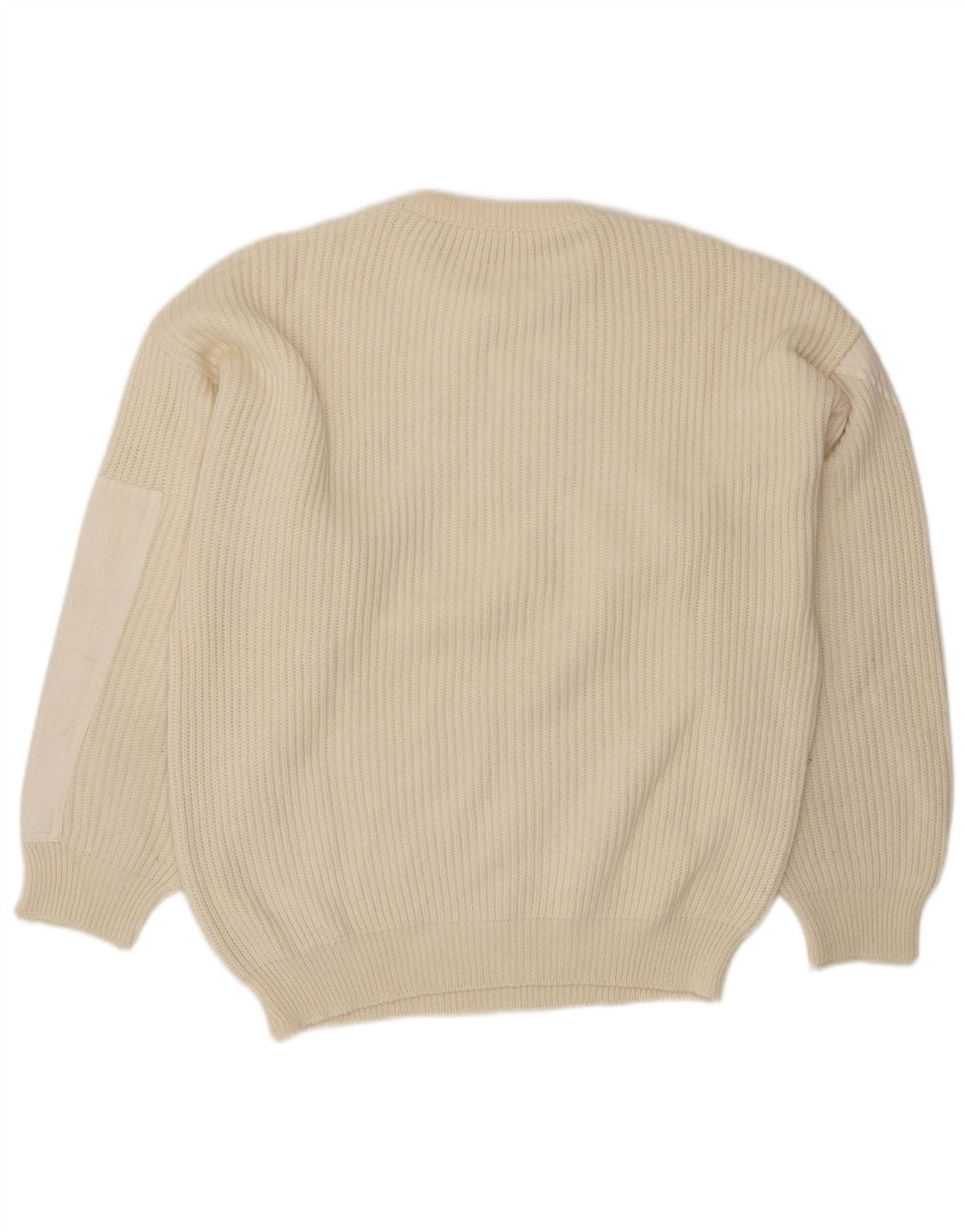 Vintage herre rund hals sweater stor beige colourblock uld
