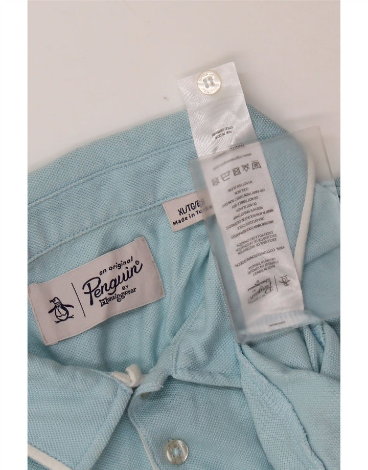 Penguin herre poloshirt XL blå bomuld