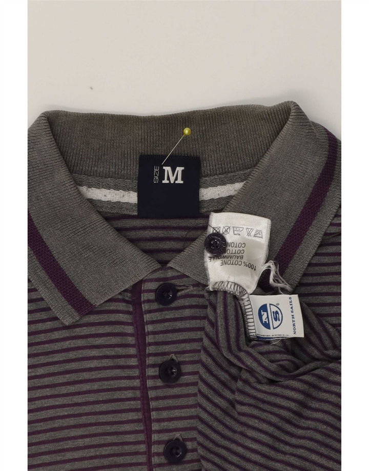 North Sails Herre langærmet polo shirt mellemgrå nålestribet bomuld