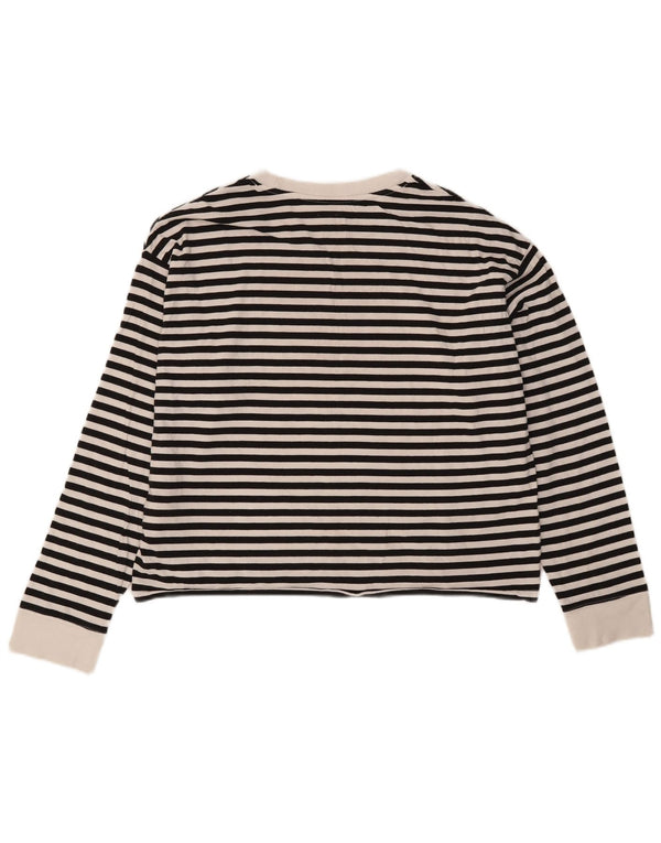 Levi's Kvinder Oversized grafisk Top Langærmet UK 14 Medium Sort Stribet