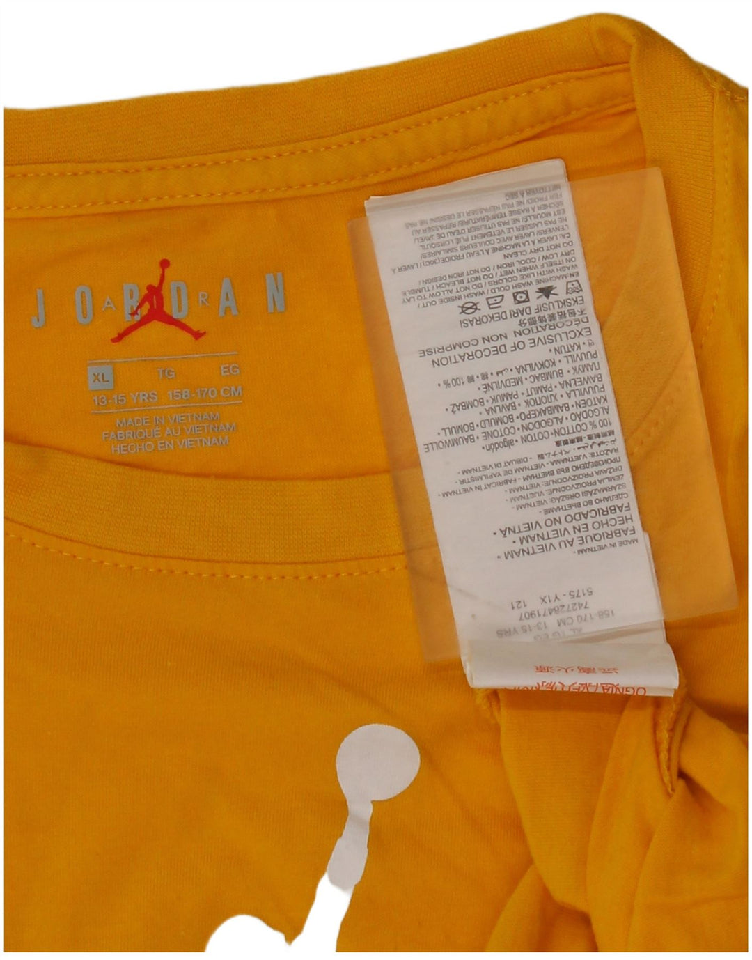 JORDAN drenge grafisk t-shirt top 13-14 år XL gul bomuld
