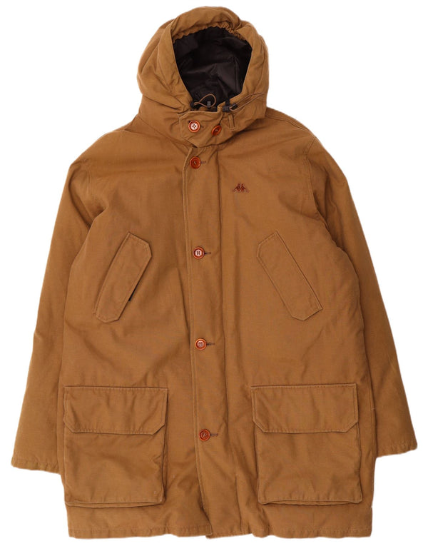 Kappa Mens Hooded Padded Coat UK 42 XL Brown Cotton