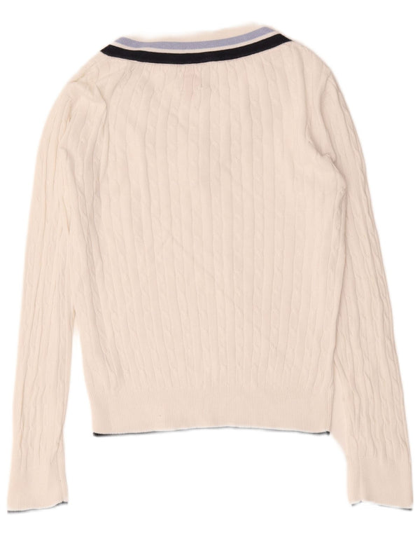 Musto Dame Oversized V-hals sweater UK 10 Small White Bomuld