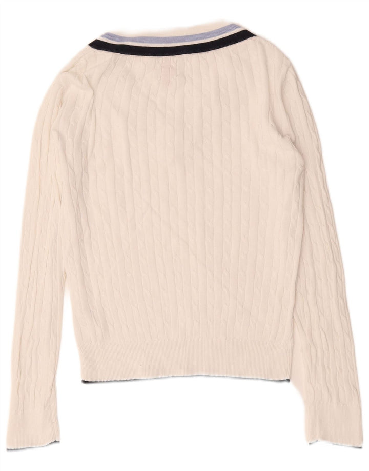 Musto Dame Oversized V-hals sweater UK 10 Small White Bomuld