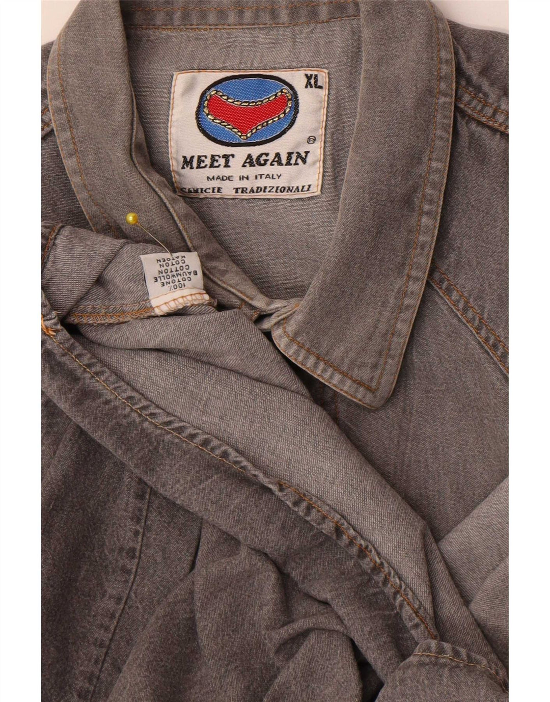 Vintage denimskjorte til mænd XL grå bomuld